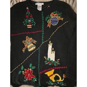 Victora Jones Vintage Christmas Sweater Size Small Black